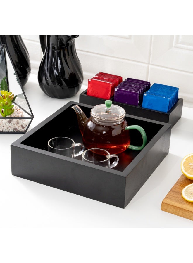 Restaurantware صينية خشبية 10 × 3 بوصة، صندوق خشبي مربع متين - مقاوم للكسر، مقاوم للتشقق، صينية صندوق خشبي من الخيزران الأسود، للطعام، والأدوات، والأواني - Image 4