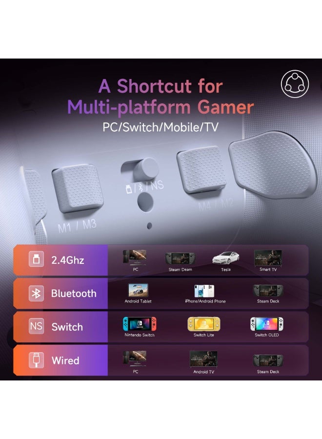 EasySMX وحدة تحكم ألعاب بلوتوث EasySMX X20 الكلاسيكية لأجهزة الكمبيوتر/ستيم/آيفون/أندرويد/تلفاز أندرويد/سويتش مع عصي هول قابلة للفصل/زنبركات هول مع قفل ثنائي الاتجاه/إضاءة RGB/أزرار ميكانيكية بمعدل استجابة 1000 هرتز و6 محاور جيروسكوبية و4 أزرار خلفية قابلة للبرمجة واهتزاز قابل للتعديل وبطارية 1000 مللي أمبير - Image 3