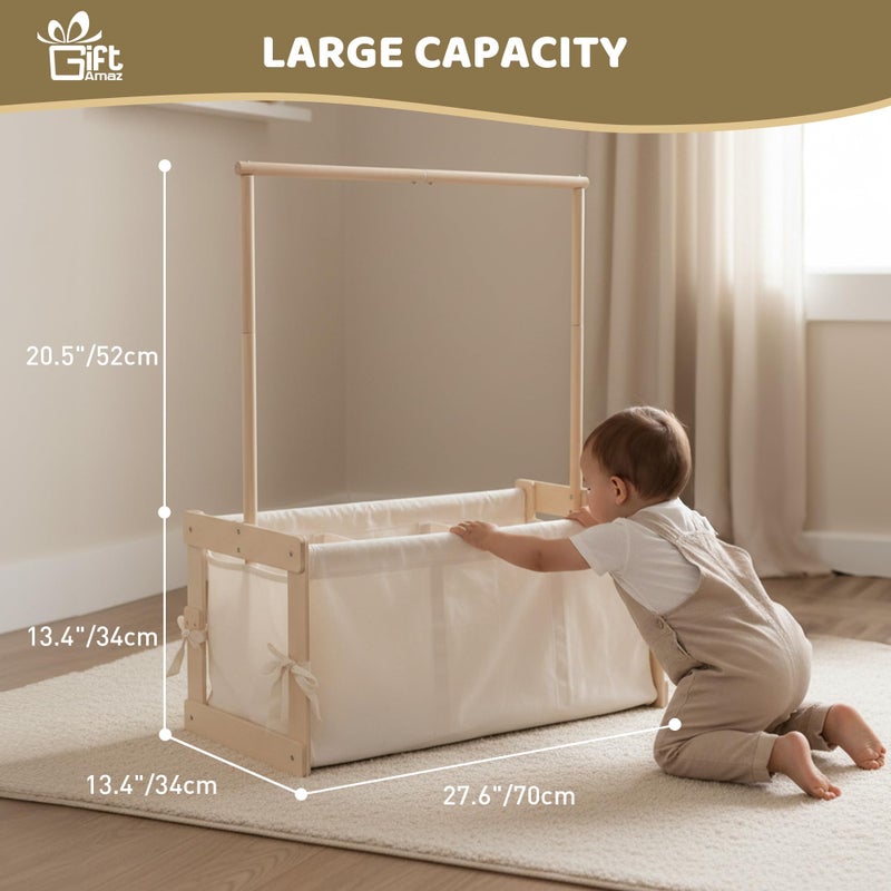 GiftAmaz 3-in-1 Wooden Baby Shower Crate Closet, Large Baby Basket for Nursery, Personalized Baby Gifts Basket, Baby Clothes Rack for Baby Shower, Newborn Boy Girl Welcome Gift for New Mom Parents - Image 3