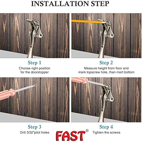 FAST DS04Z 5 Inch One Touch Heavy Kickdown Door Stopper, The Door Stoppers for Home, Office Doors Variety of Colour That Door Stop Non Slip Rubber Tip with Adjustable Upto 4mm Up Down (Brass Antique) - Image 4