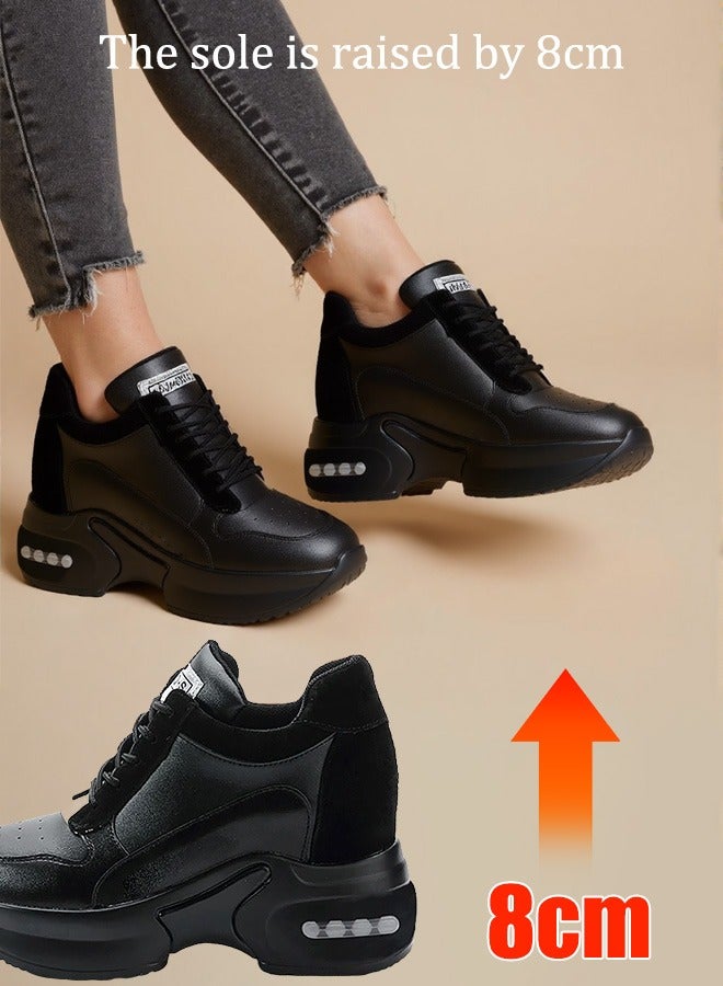 women's shoes | Crafted from high-quality leather | 8cm hidden wedge for a slim and slip-resistant versatile travel  - Image 2