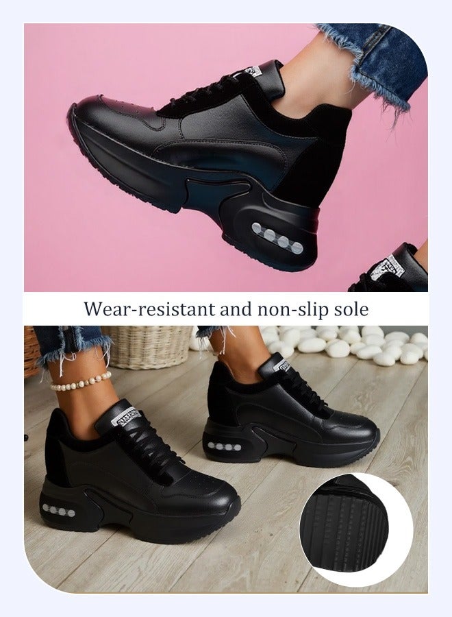 women's shoes | Crafted from high-quality leather | 8cm hidden wedge for a slim and slip-resistant versatile travel  - Image 3
