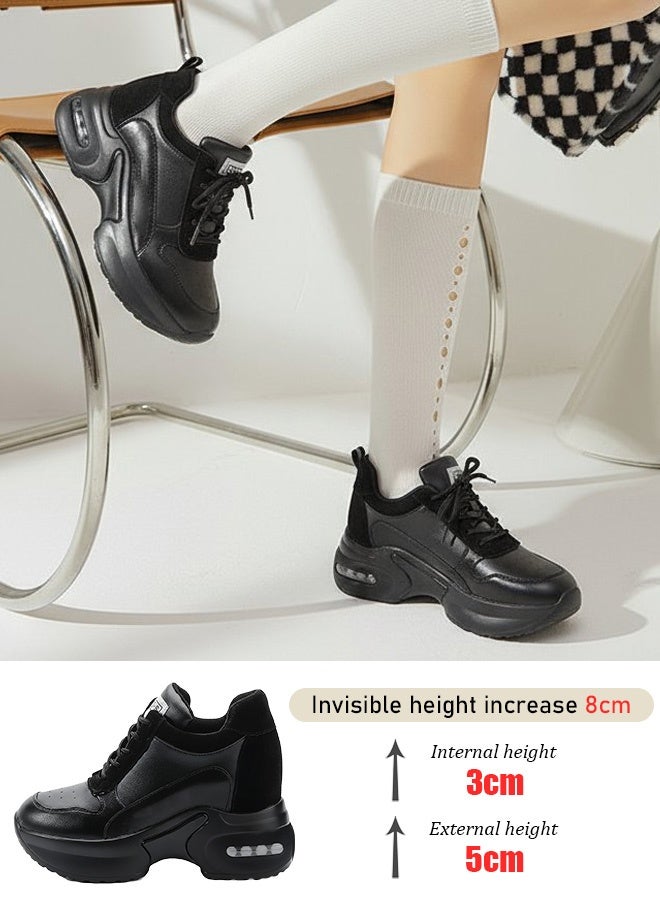 women's shoes | Crafted from high-quality leather | 8cm hidden wedge for a slim and slip-resistant versatile travel - Image 3