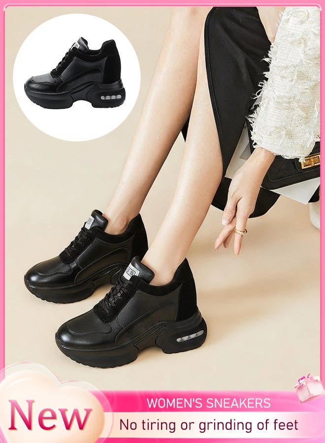 women's shoes | Crafted from high-quality leather | 8cm hidden wedge for a slim and slip-resistant versatile travel - Image 1