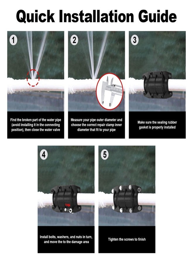 XDENGP Pipe Repair Clamp 3/4 inch, Water Pipe Leak Repair Clamp, Pipe Repair Kit for Plastic and Metal Pipes, Leak Stopper with Anti-Impact, Suitable for Pipes 20MM OD - Image 3