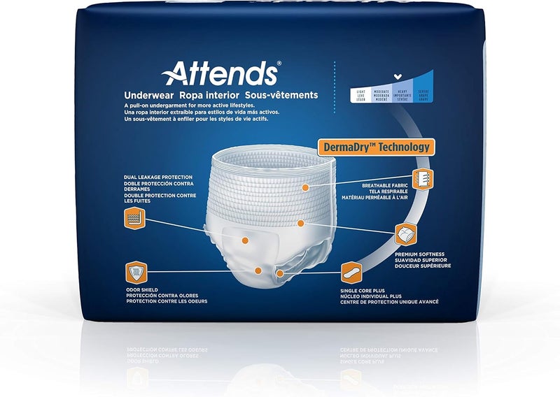 Attends Protective Underwear with DermaDry Technology for Adult Incontinence Care Large Unisex 25 Count Pack of 4 - Image 3
