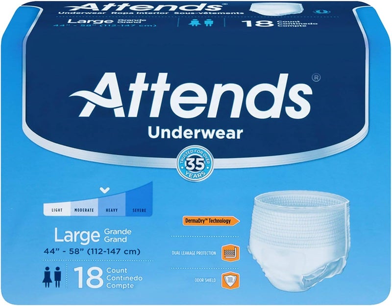 Attends Protective Underwear with DermaDry Technology for Adult Incontinence Care Large Unisex 25 Count Pack of 4 - Image 2