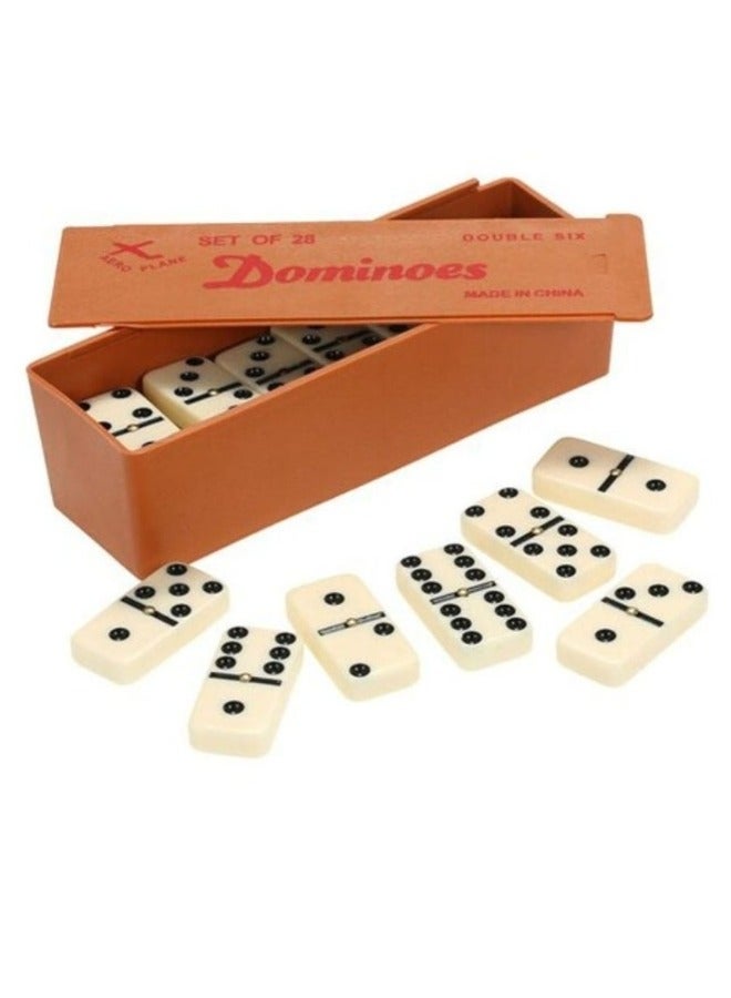 28-Piece Double Six Dominoes Set ,Multicolor Double 6 Dominos With Plastic Case (Set of 28) 