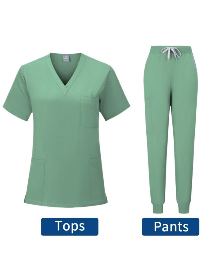 Loquat Womens Medical Scrubs Set Medical Uniform Set Light Green - Image 1