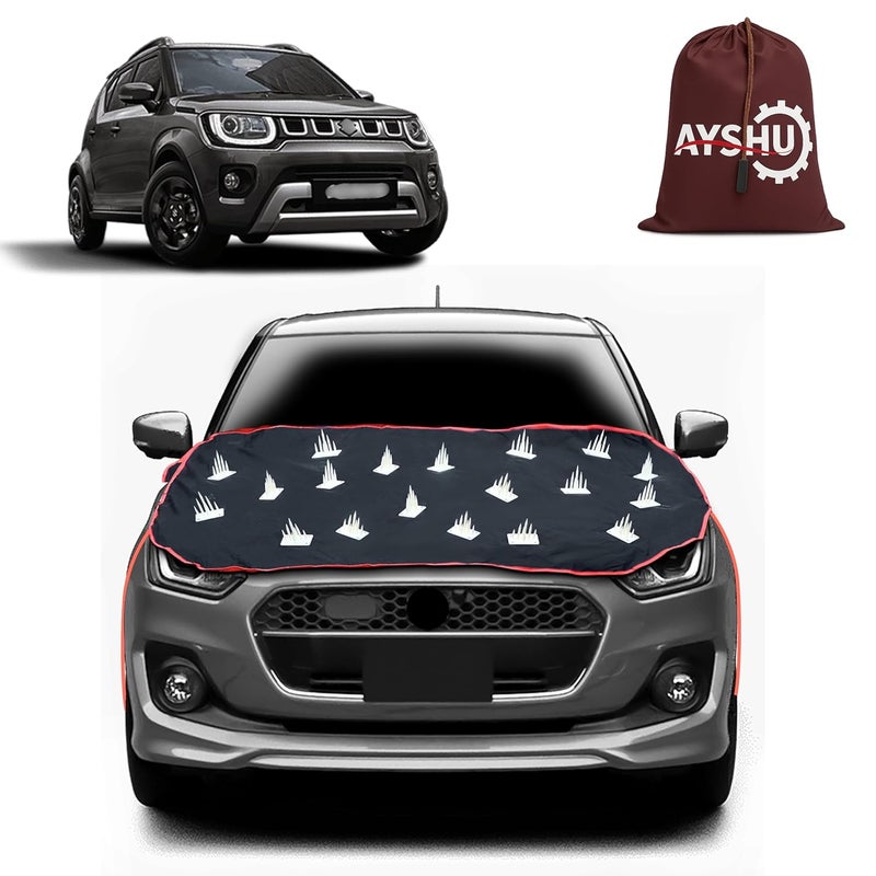 ASHU غطاء سيارة AYSHU المقاوم للغبار مع مسامير للكلاب متوافق مع ماروتي سوزوكي إغنيس | واقي غطاء محرك مضاد للخدش | غطاء جسم سيارة مقاوم للماء ومقاوم للأشعة فوق البنفسجية، أسود - Image 1