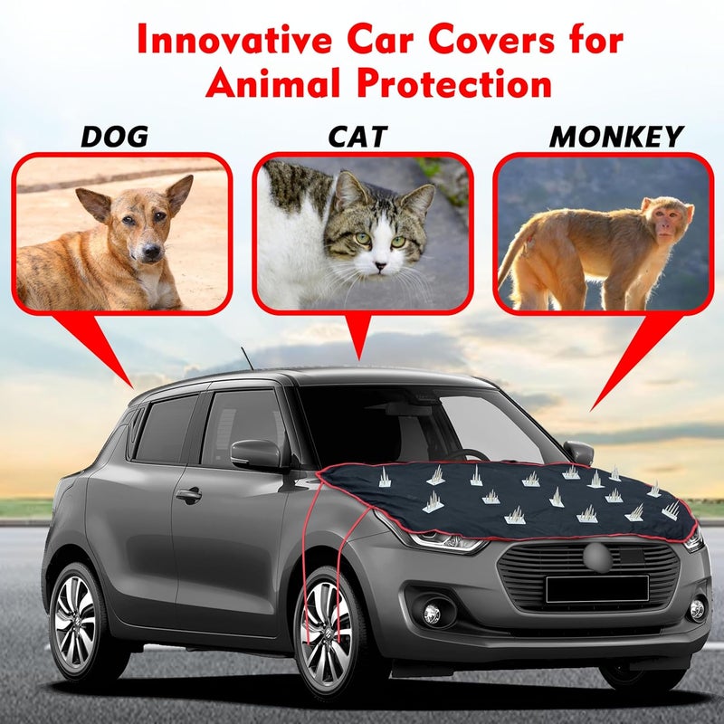 ASHU غطاء سيارة AYSHU المقاوم للغبار مع مسامير للكلاب متوافق مع ماروتي سوزوكي إغنيس | واقي غطاء محرك مضاد للخدش | غطاء جسم سيارة مقاوم للماء ومقاوم للأشعة فوق البنفسجية، أسود - Image 2