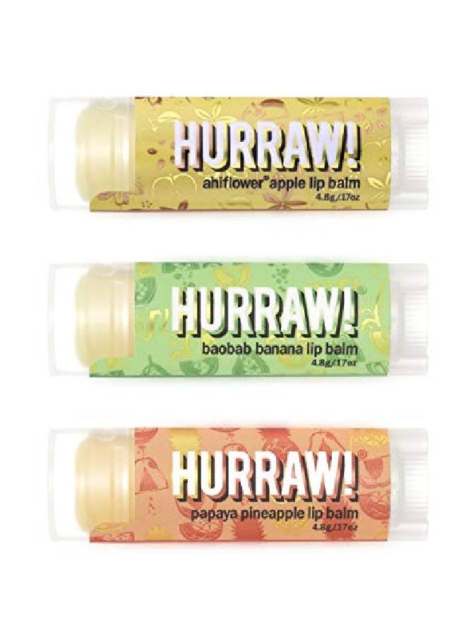 Hurraw! Ahiflower Apple Baobab Banana Papaya Pineapple Lip Balms 3 Pack Bundle: Organic Certified Vegan Cruelty And Gluten Free Nongmo 100% Natural Bee Shea Soy & Palm Free Made In Usa  - Image 2
