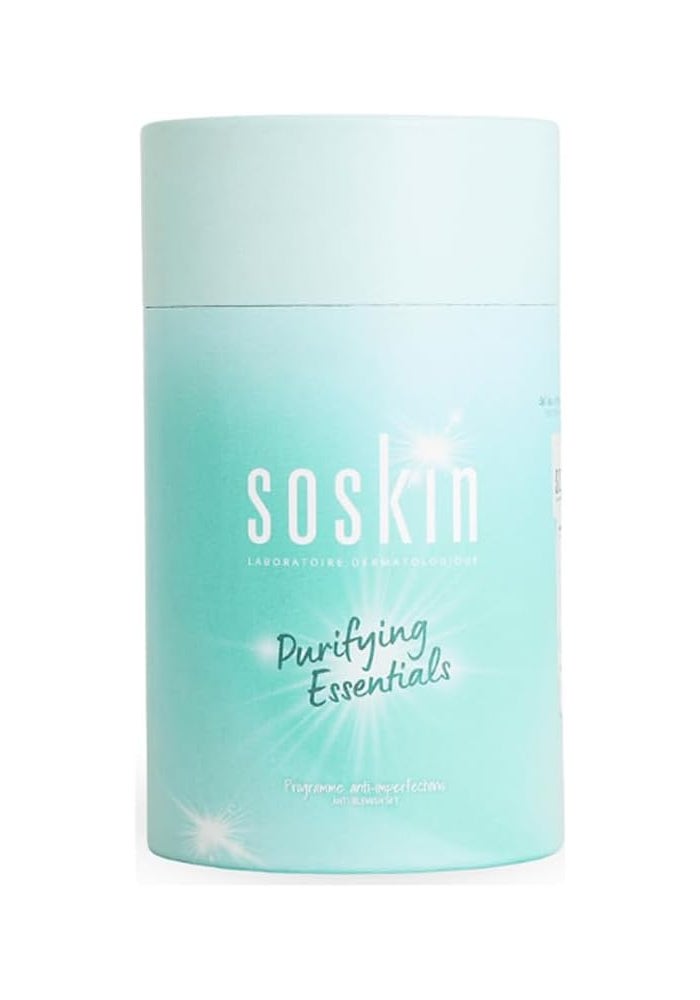 Soskin Purifying Essentials Kit - Deep Cleansing & Mattifying Skincare Set with Cleanser, Toner & Cream - Image 1