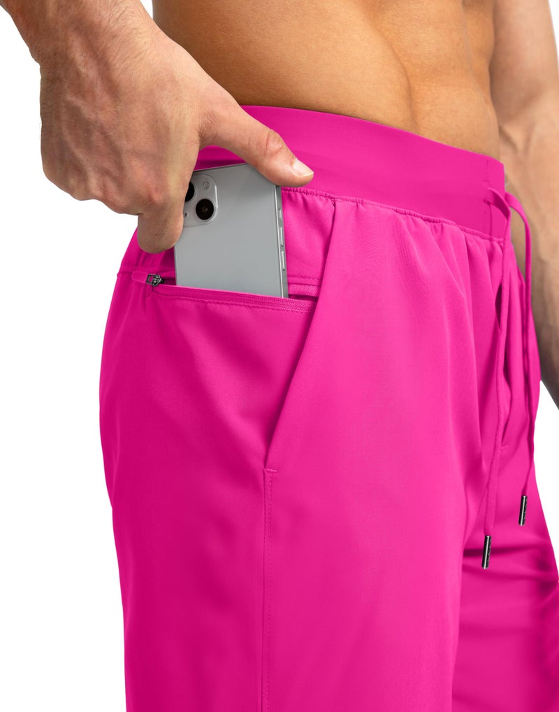 Soothfeel Men's Running Shorts with Zipper Pockets 7 Inch Lightweight Quick Dry Gym Athletic Workout Shorts for Men (Hot Pink, M) - Image 5
