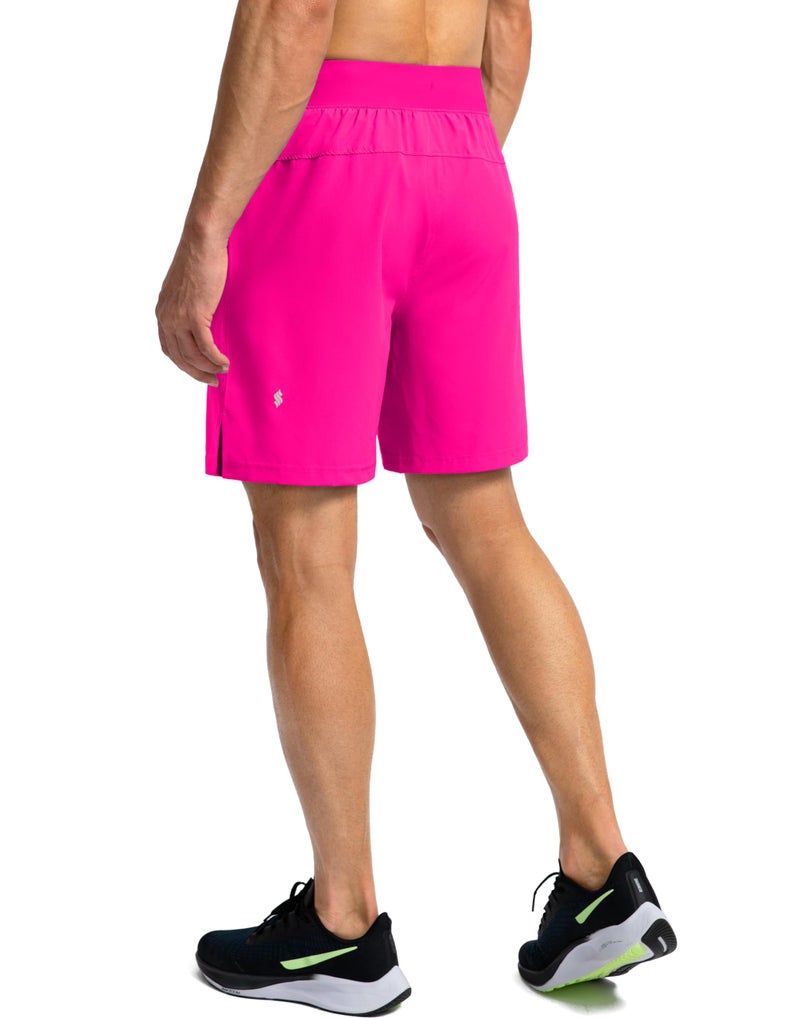 Soothfeel Men's Running Shorts with Zipper Pockets 7 Inch Lightweight Quick Dry Gym Athletic Workout Shorts for Men (Hot Pink, M) - Image 3