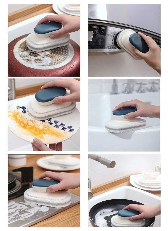ZCM-HAPPY 3 Piece Kitchen Durable Firm Handheld Cleaning Sponge Brush Set Countertop Cleaning Dish Cleaning Brush Kitchen Sponge Brush for Efficient Scrubbing and Cleaning  - Image 4