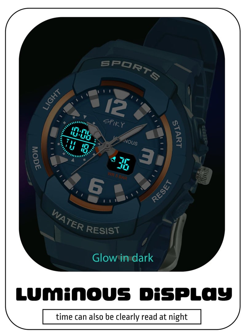 SPIKY Analog Digital Sports Watch for Kids | Multifunctional, Dual Time & Luminous Display | Water-Resistant & Silicone Strap | Best Birthday Gift Wrist Watches for Girls & Boys | Age 2-14 yrs - Image 2