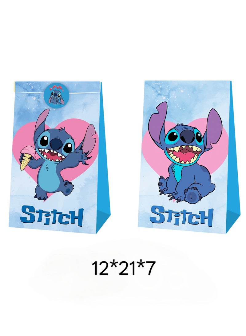 Beauenty 24 Pack Stitch Gift Bags for Birthday Parties， Includes 12 Candy Bags  12 Round Stickers，Cute  Practical Party Favors - Image 4