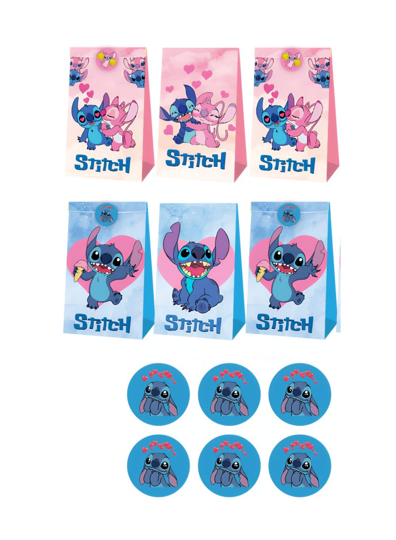 Beauenty 24 Pack Stitch Gift Bags for Birthday Parties， Includes 12 Candy Bags  12 Round Stickers，Cute  Practical Party Favors - Image 2