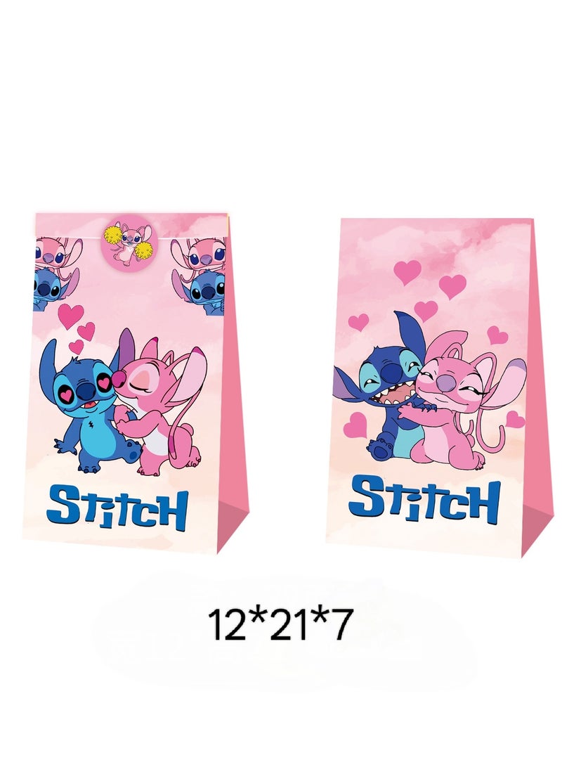Beauenty 24 Pack Stitch Gift Bags for Birthday Parties， Includes 12 Candy Bags  12 Round Stickers，Cute  Practical Party Favors - Image 5