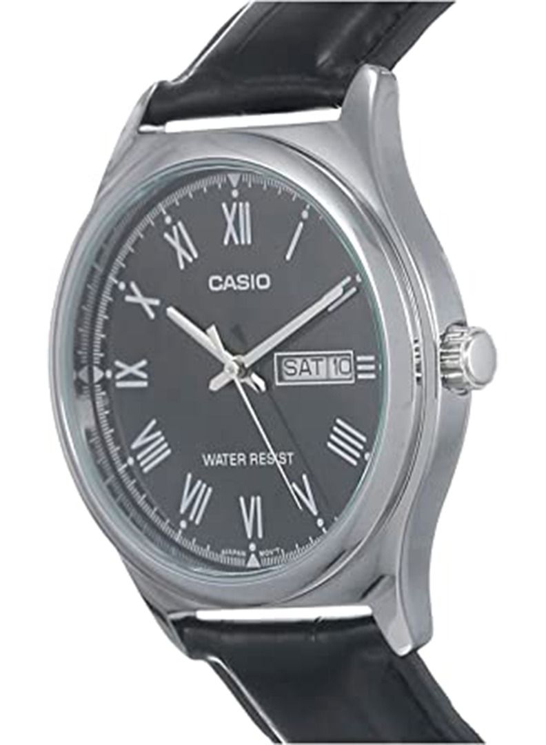 CASIO Men's Leather Analog Wrist Watch MTP-V006L-1BUDF - 45 mm - Black - Image 2
