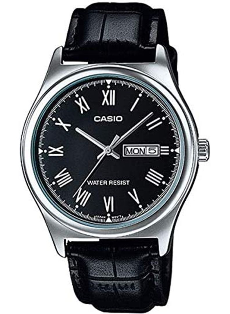 CASIO Men's Leather Analog Wrist Watch MTP-V006L-1BUDF - 45 mm - Black - Image 1
