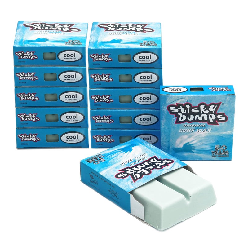 شمع السطح الأصلي Sticky Bumps - 12 عبوة | شمع لوح التزلج طويل الأمد | بناء نتوءات رائعة للتزلج | غير سامة وآمنة للطبيعة | لدرجات حرارة شمع التزلج في المياه الباردة 58°-68°F / 14°-19°C وما دون.