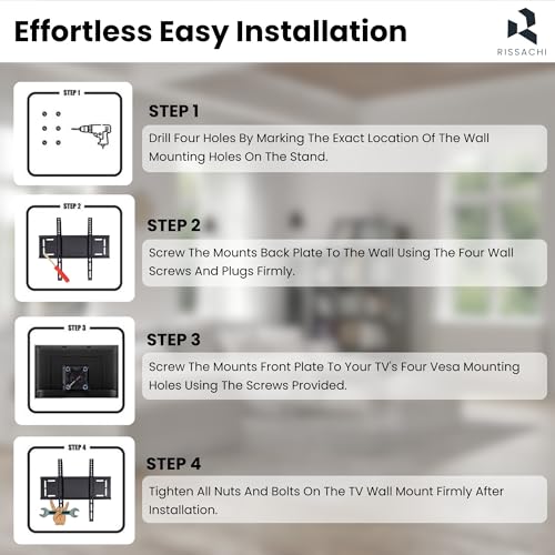 RISSACHI® Adjustable TV Wall Mount for 32–55 Inch LED/LCD – Universal & Strong Bracket with Anti-Fall Design | Compact Wall Setup for Office, Living Room & Bedroom - Image 5
