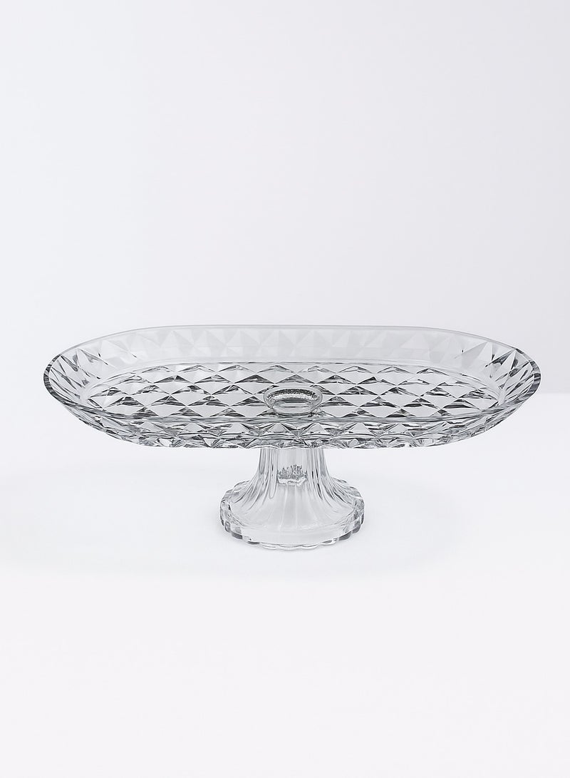 Guzel Glass Plate with Base Round Shape 19x14x12cm Premium Quality Durable Glassware for Everyday Use Home and Outdoor Dining - Image 1