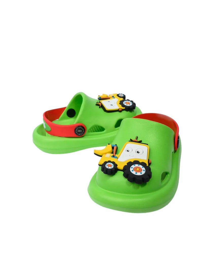 CUBS "Kids’ Crocs with a green tractor design, size 26       " 