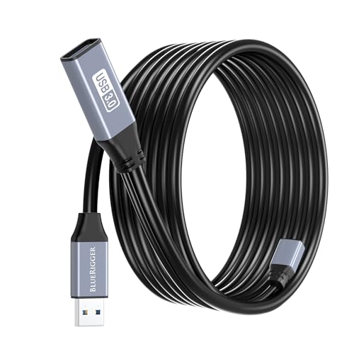 BlueRigger USB 3.0 Extension Cable (32FT, Active, 5 Gbps, in-Wall CL3 Rated, Type A Male to Female Cord) - Long USB Repeater Extender for VR Headset, Printer, Hard Drive, Keyboard, Mouse, Xbox - Image 1