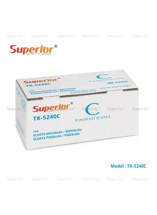 SOS Superior Superior TK-5240C Cyan High Yield Compatible Toner Cartridge – For Kyocera ECOSYS M5526cdn / M5526cdw, ECOSYS P5026cdn / P5026cdw - Image 3