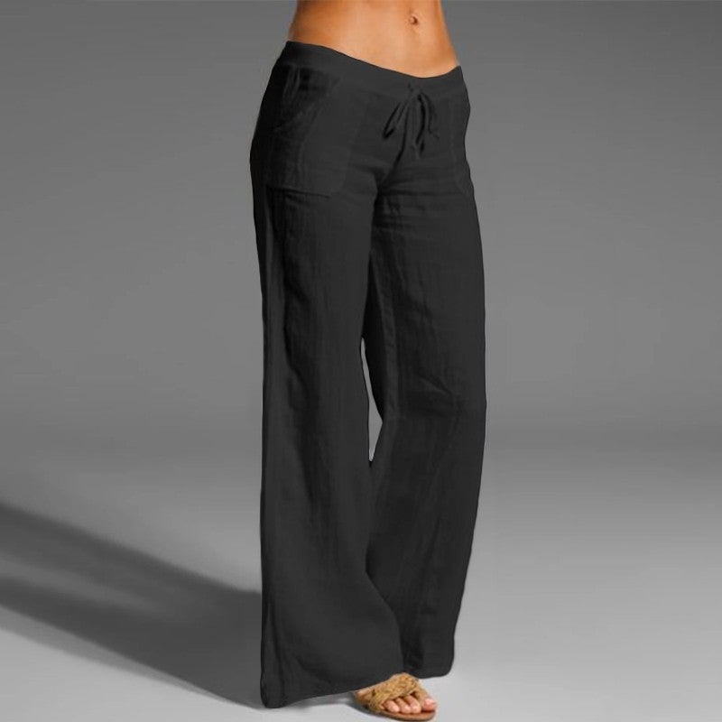 1Tarz Barbora Linen Casual Summer Comfortable Cut Women's Trousers LN239BLACK3 