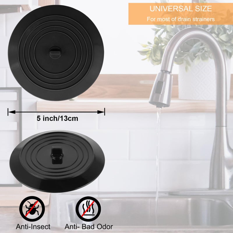 V-TOP Bathtub Drain Stopper 2 Pack, 5 inches Silicone Tub Stopper Shower Drain Cover, Bath Tub Plug Hair Stopper,Universal Flat Suction Renter Friendly Bath Accessories - Image 3