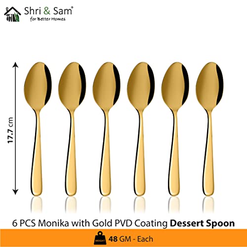 Shri & Sam Stainless Steel Monika Gold PVD Coating Desert Spoon,6 Pieces - Image 2