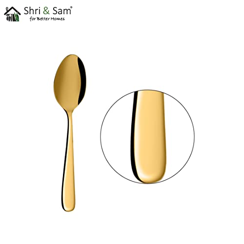 Shri & Sam Stainless Steel Monika Gold PVD Coating Desert Spoon,6 Pieces - Image 3