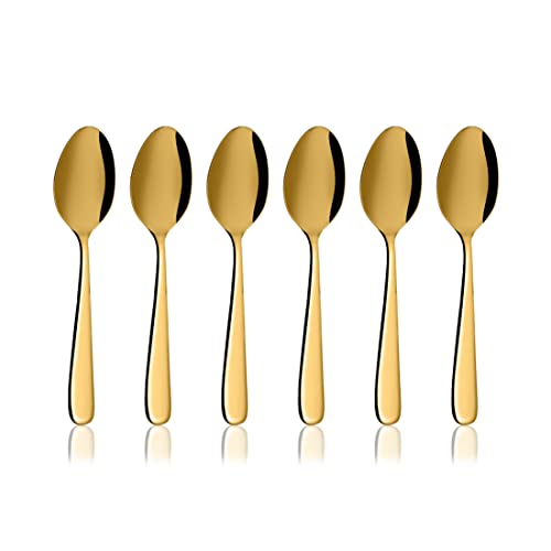 Shri & Sam Stainless Steel Monika Gold PVD Coating Desert Spoon,6 Pieces - Image 1