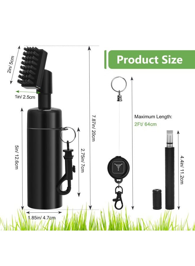Anglekai 4PCS Golf Club Brush Set, Golf Club Brush Groove Cleaner with 4 Ounces Squeeze Bottle and Bristles/Golf Groove Sharpener/Golf Towel/Retractable Key-Ring for Cleaning Golf Groove Brush - Image 2
