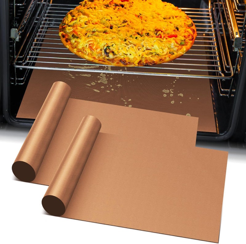 Mimekitchen أغطية لقاع الفرن - مجموعة من 2 قطع من أغطية الفرن الكبيرة والسميكة، مقاس 23.6×15.7 بوصة، غير لاصقة وقابلة لإعادة الاستخدام للأفران الكهربائية والغازية والمحمصات والشوايات - مكونات مطبخ خالية من BPA وPFOA للحفاظ على نظافة الفرن - Image 1