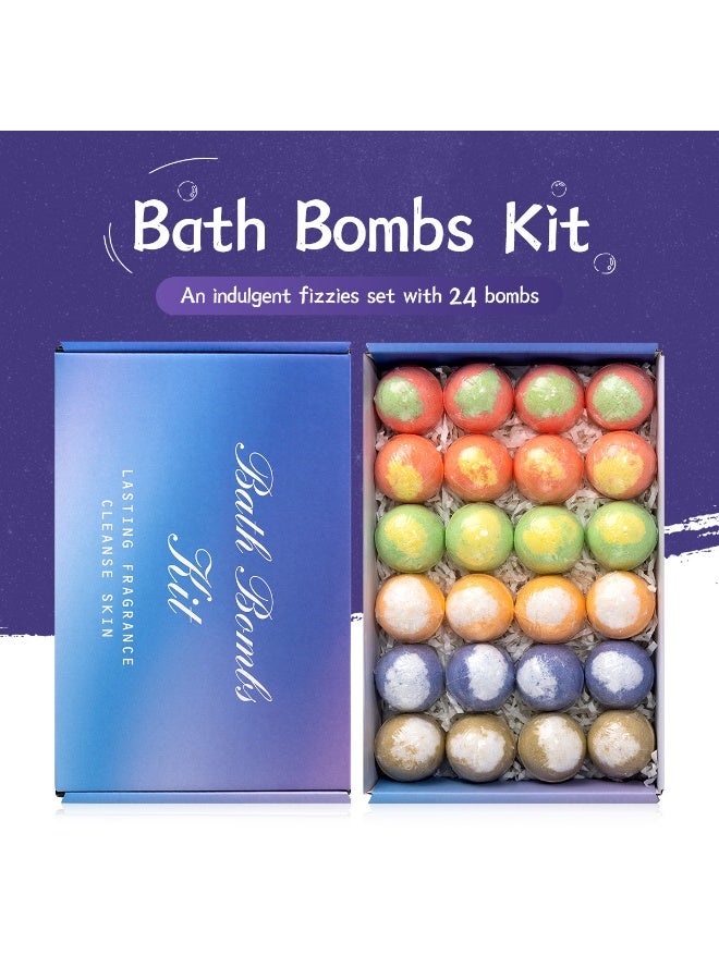 Bath Bombs 24-piece bubble bath bomb gift set, including essential oil bath bombs and foot bath balls, creating a charming atmosphere | Revitalize body skin - Image 1