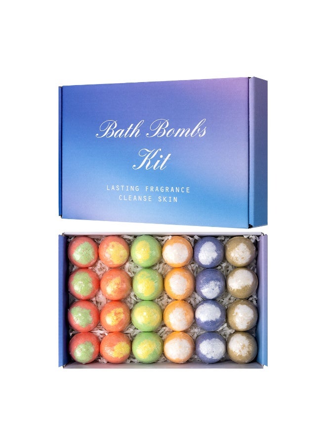 Bath Bombs 24-piece bubble bath bomb gift set, including essential oil bath bombs and foot bath balls, creating a charming atmosphere | Revitalize body skin - Image 2