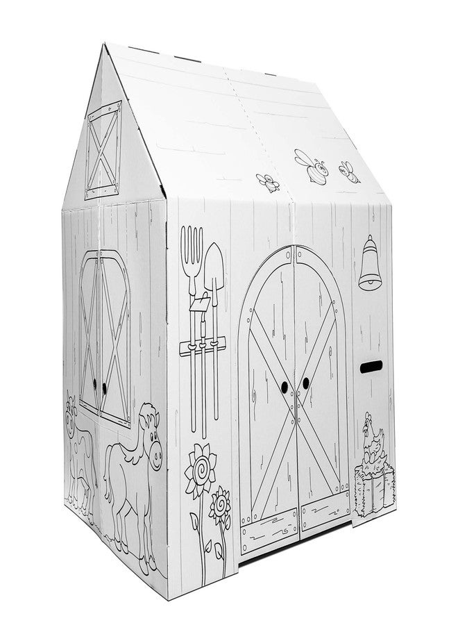 Easy Playhouse Barn - Kids Art & Craft for Indoor & Outdoor Fun, Color Favorite Farm Animals - Decorate & Personalize The Cardboard Fort, 32 by 26. 5 by 40. 5 inches - Made in USA, Age 3 and up - Image 3
