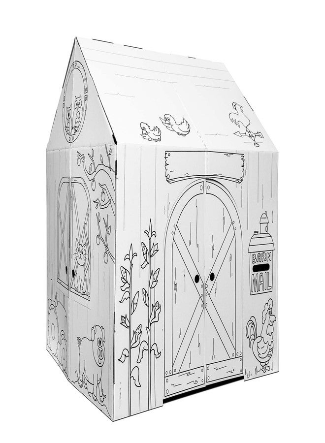 Easy Playhouse Barn - Kids Art & Craft for Indoor & Outdoor Fun, Color Favorite Farm Animals - Decorate & Personalize The Cardboard Fort, 32 by 26. 5 by 40. 5 inches - Made in USA, Age 3 and up - Image 5