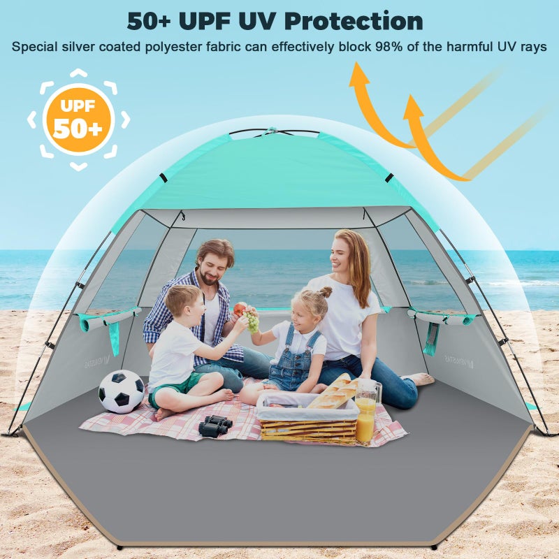 Venustas Beach Tent Sun Shelter for 3/4-5/6-7/8-10 Person, UPF 50+ UV Protection Beach Canopy, Lightweight and Easy Setup Cabana, Portable Beach Shade Tent - Image 3