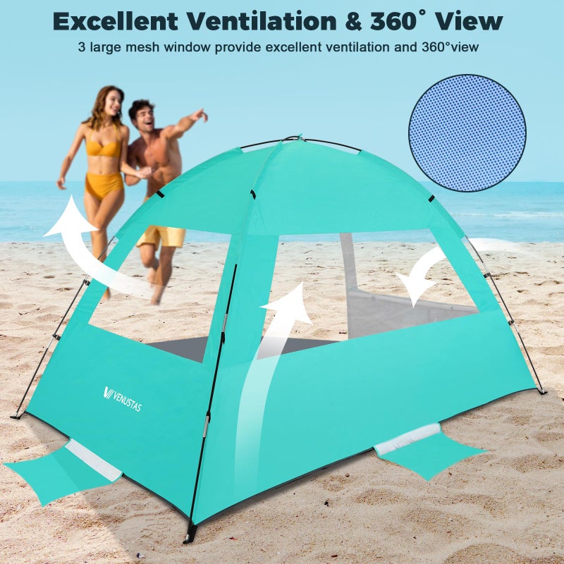 Venustas Beach Tent Sun Shelter for 3/4-5/6-7/8-10 Person, UPF 50+ UV Protection Beach Canopy, Lightweight and Easy Setup Cabana, Portable Beach Shade Tent - Image 4