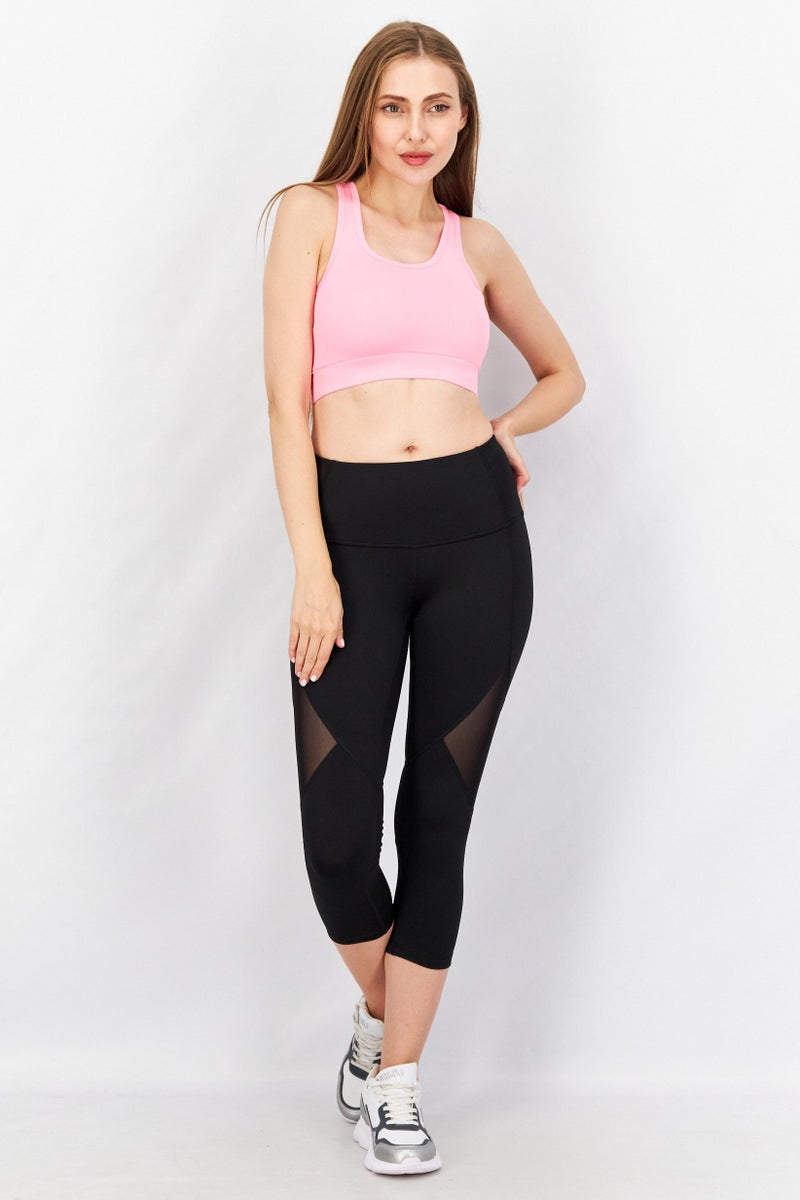 Sinsay Women Round Neck Sleeveless Plain Crop Top, Pink  - Image 4