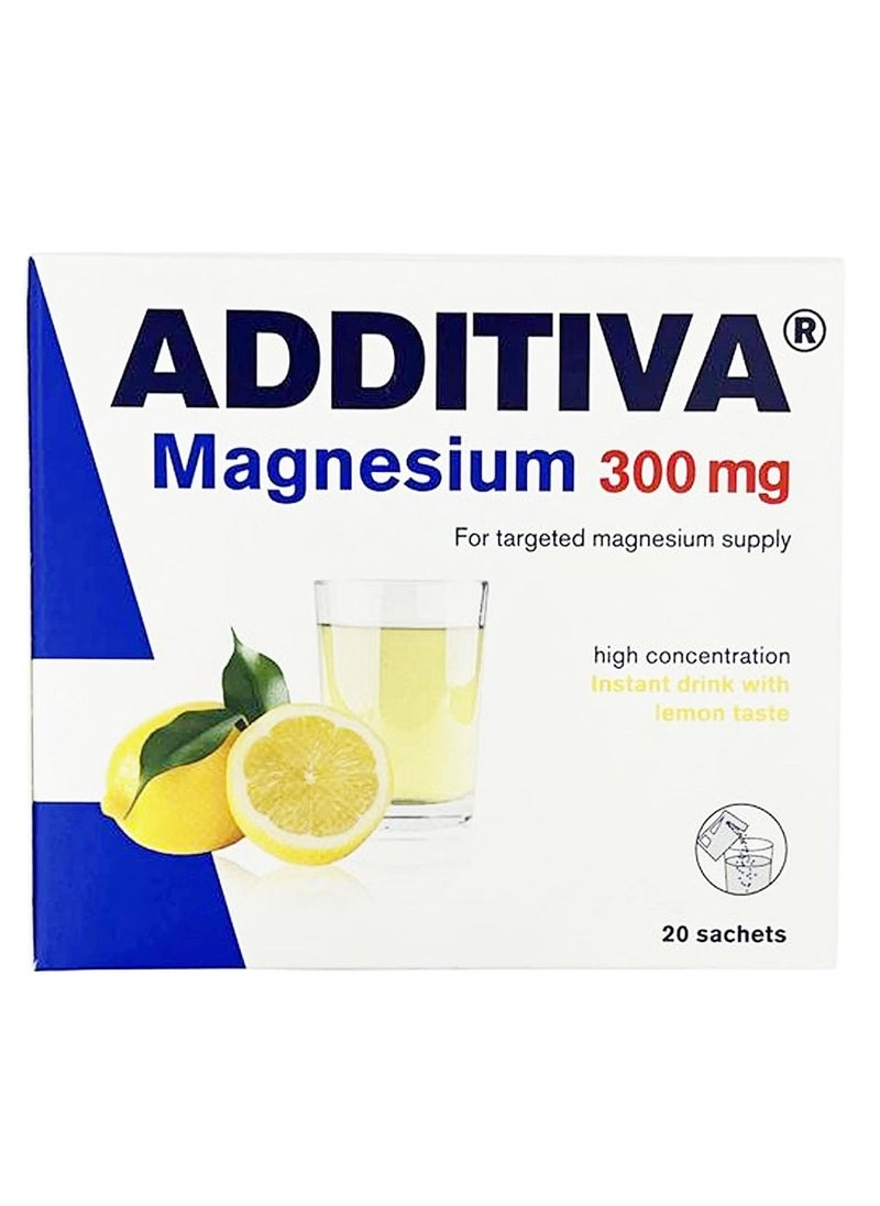 Additiva - مشروب المغنيسيوم 300 ملجم 20 كيس حبيبات فوارة، 74 جرام - Image 1