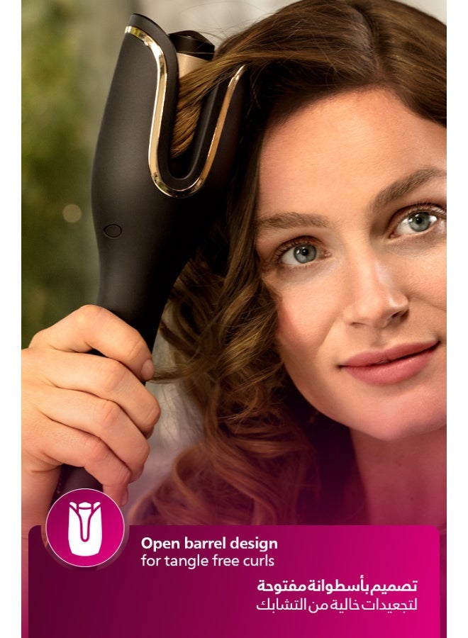 Philips Auto Curler BHB876/03 |Open barrel design for tangles free curls | Full Automatic Curler|3 Temperature modes | 3  Timer settings|Two smart curling guards| kertain ceramic coating Black - Image 5