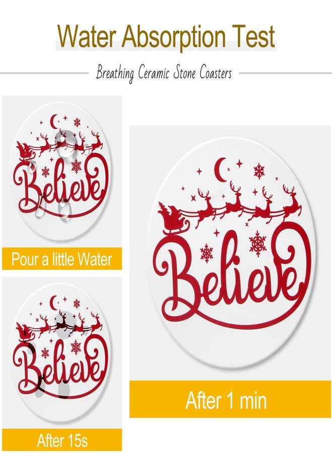 Renawe 6 Pcs Ceramic Christmas Coasters Absorbent Drink Coasters with Holder Cute Xmas Coaster Set Decorative Coffee Table Decor Coaster Funny Christmas Decoration Housewarming Gift Festive Cup Coasters - Image 4