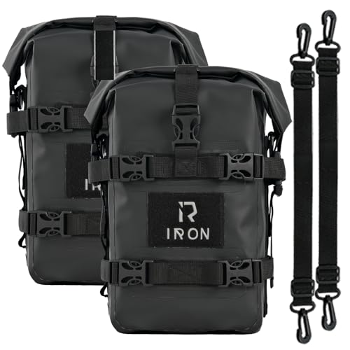 RIDEIRON Motorcycle Crash Bar Bag Waterproof 5L*2pcs Bumper Duffel Side Bags with Shoulder Strap Tail Bag Luggage Dry Tool Carry PVC Travel Hiking - Image 1
